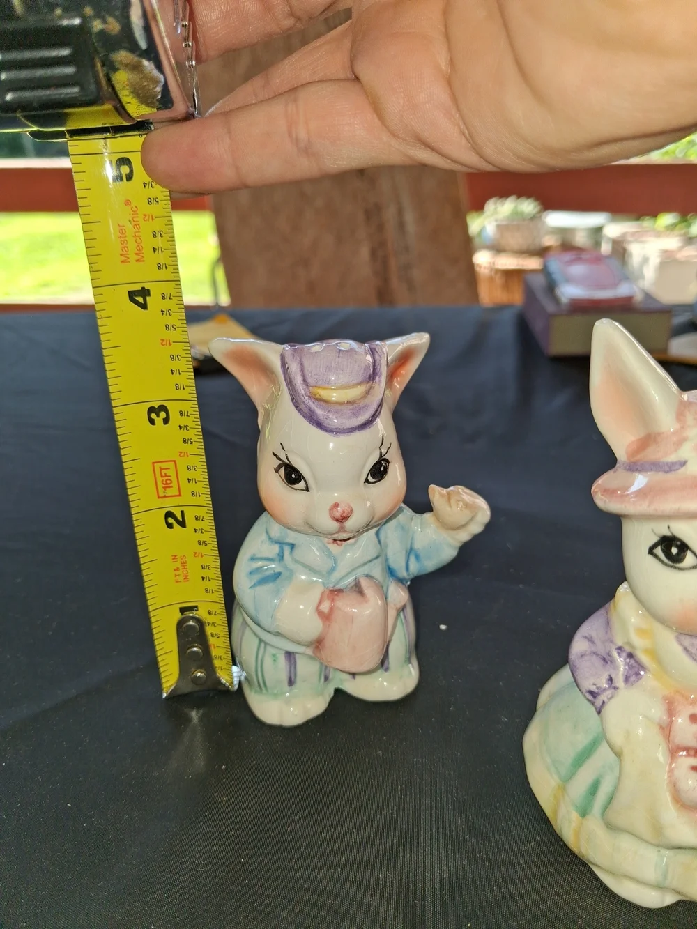 Vintage Ceramic Bunny Salt and Pepper Shakers - Pastel Multicolor